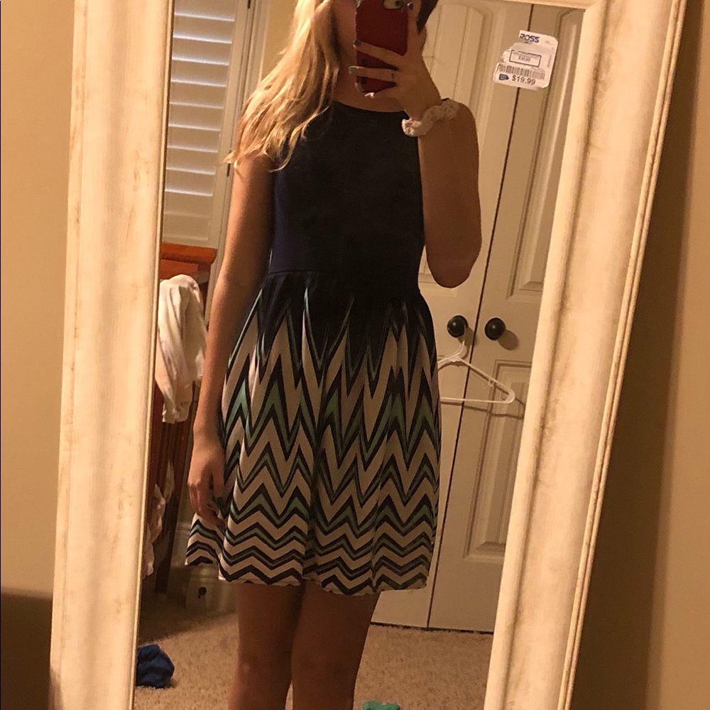 Navy and teal dress